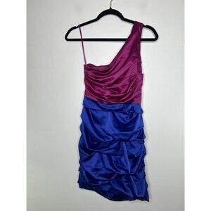 Express Women's Blue Purple Color Y2K Bodycon One Shoulder Dress Size 6 NWT